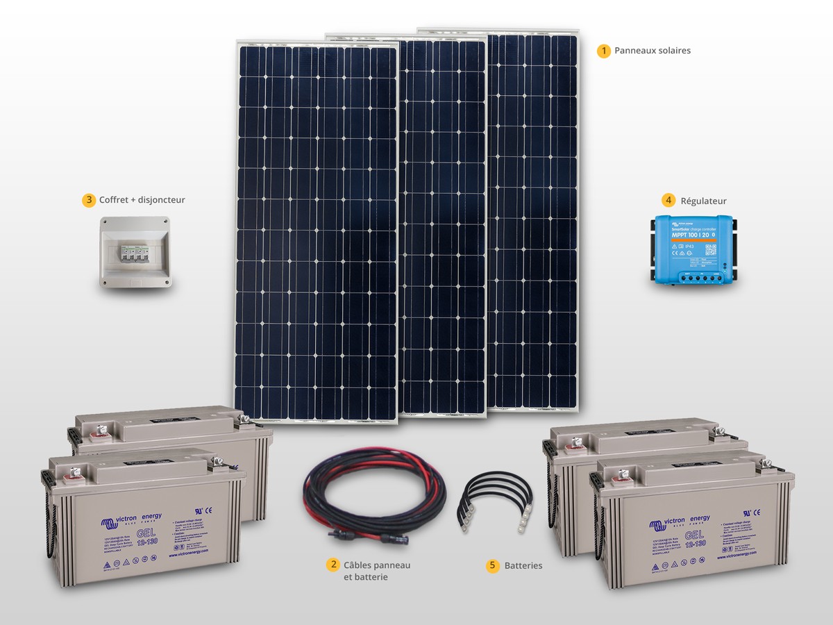 Kit solaire autonome 50W + convertisseur 230V