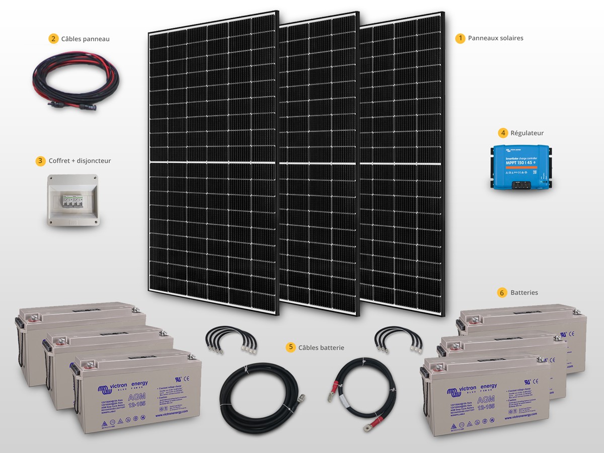 Kit solaire autonome 1230W  24V / 12kWh * SOLARIS-STORE