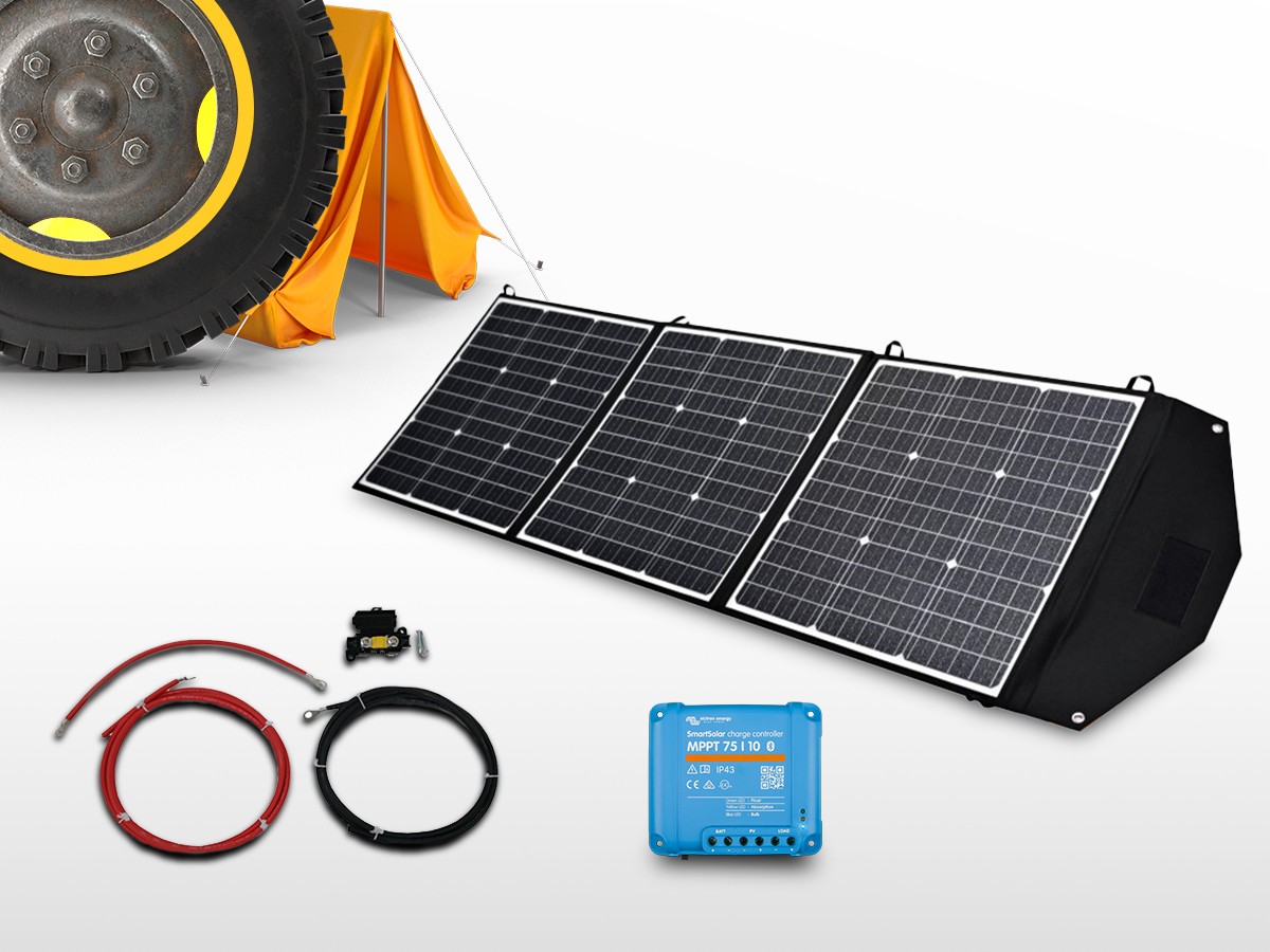 Kit Panneau Solaire Pliable 130W + MPPT 75/10 SmartSolar + Kit Câble solaire  (2 x 5 mètres) + MC4