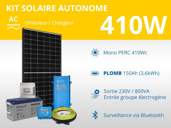 Kit solaire autonome 410W - Plomb Gel - Multiplus 800VA 