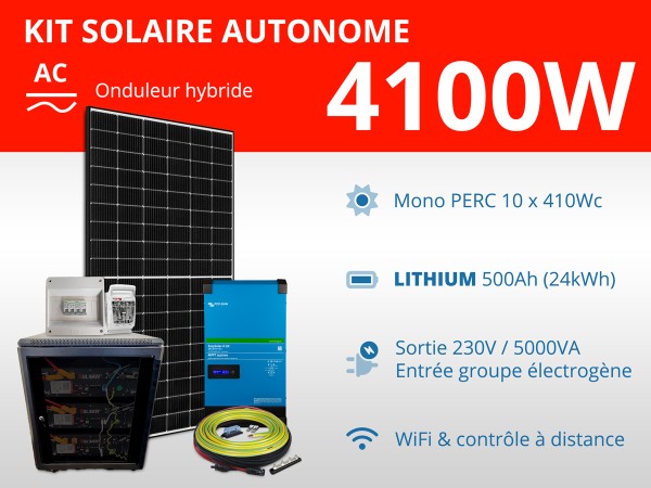 Kit solaire autonome 4100W - Lithium - Easysolar GX 5000VA 