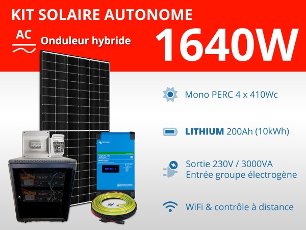 Kit solaire autonome 1640W - Lithium - Easysolar GX 3000VA 