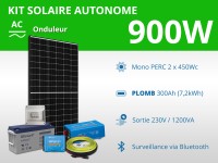 Kit solaire autonome 900W - Plomb Gel - Onduleur 1200VA | 230V / 7,2kWh