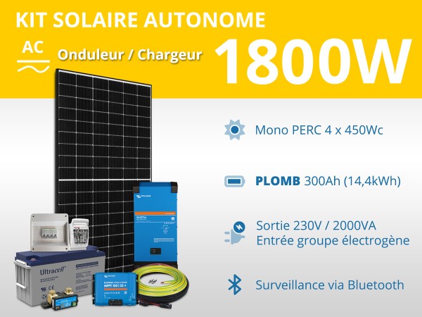 Kit solaire autonome 1800W - Plomb Gel - Multiplus 2000VA 