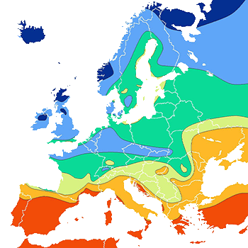 Ensoleillement solaire en Europe