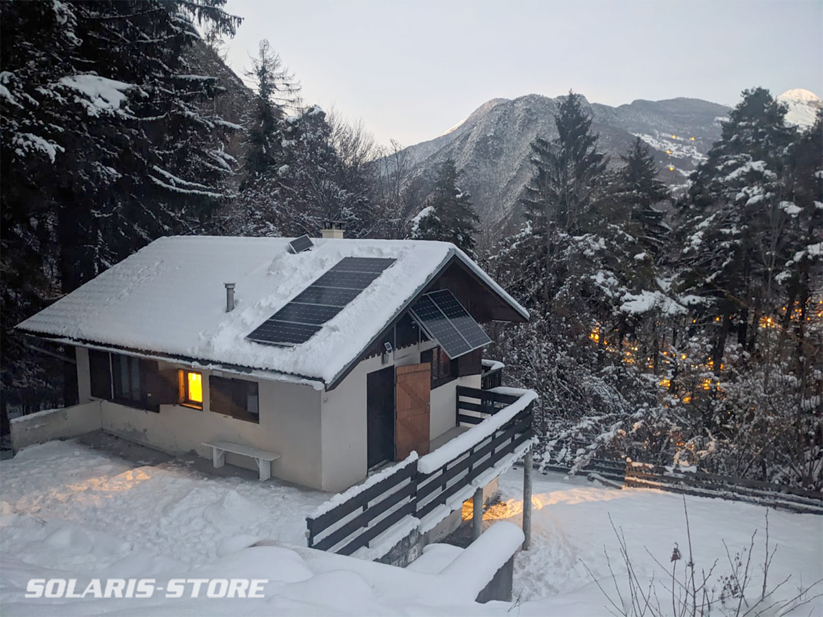 Autonomie électrique du chalet en pleine nuit