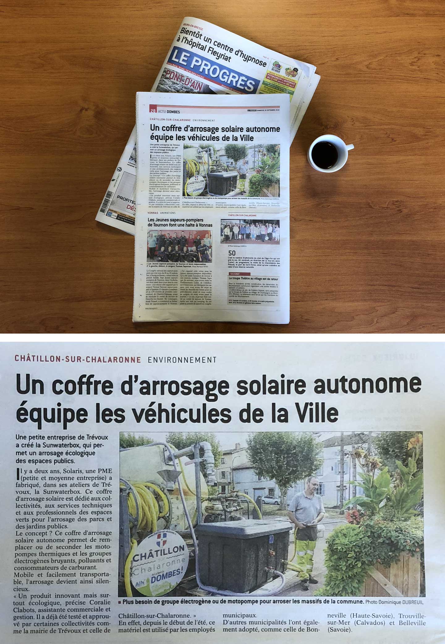 Article dans le journal sur la pompe solaire SunWaterBox